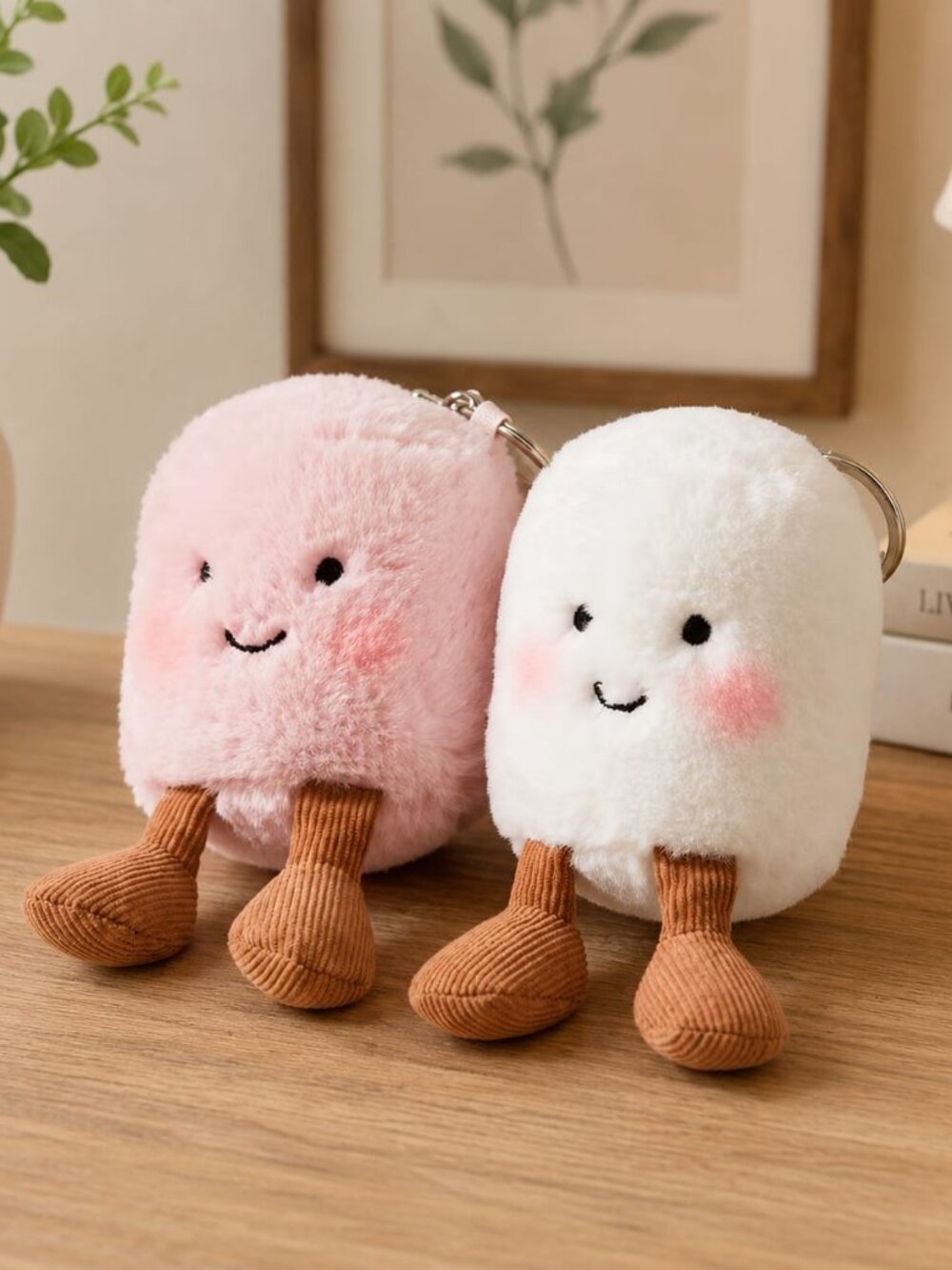 NWT Jellycat Amuseables Pair of Marshmallows Bag Charm Plush Keychain